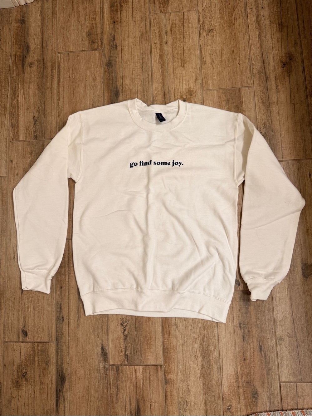 Gildan Cream Crewneck Sweatshirt with Black Text